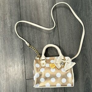 Betsey Johnson Gold and Creme Polka Dot Purse